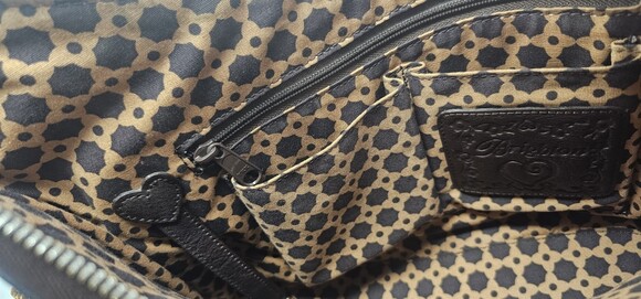 Brighton Women's Woven Jute/Leather Hobo Bag Braided Leather Handle Zip Closure - Picture 5 of 15